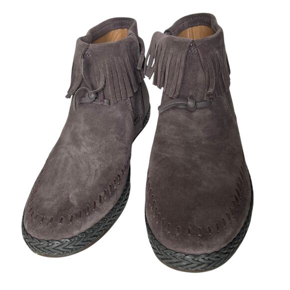 UGG Kennadi Suede Fringe Ankle Boots In Thunder Cloud Size 9.5 - Picture 3 of 12